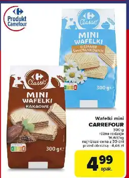 Carrefour Wafelki mini śmietankowe i kakaowe Carrefour Classic oferta