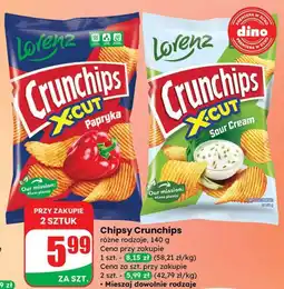 Dino Chipsy Crunchips X-Cut papryka, Sour Cream Lorenz oferta
