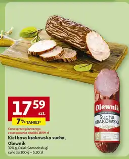 Auchan Kiełbasa krakowska sucha Olewnik oferta