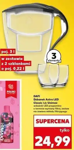 Kaufland Zestaw dzbanek filtrujący astra unimax 3 l stalowy + wkład standard 1 szt szklanka 2 Dafi oferta