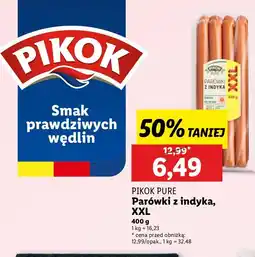 Lidl Parówki z indyka xxl Pikok pure oferta