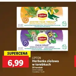Lidl Herbata ziołowa spokojna głowa waleriana-męczennica-melisa-lawenda Lipton calming oferta