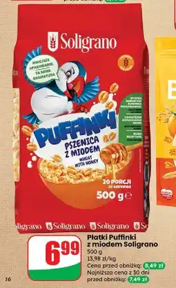 Dino Płatki pszenica z miodem puffinki Soligrano oferta