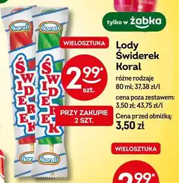 Żabka Lody Świderek Koral różne rodzaje oferta