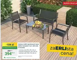 ERLI Zestaw mebli ogrodowych taras balkon komplet 4 szt. stół sofa 2x krzesło oferta