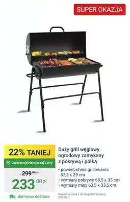 ERLI Duży grill węglowy ogrodowy zamykany z pokrywą i półką oferta