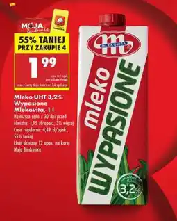 Biedronka MLEKO UHT 3,2 WYPASIONE MLEKOVITA 1 L oferta