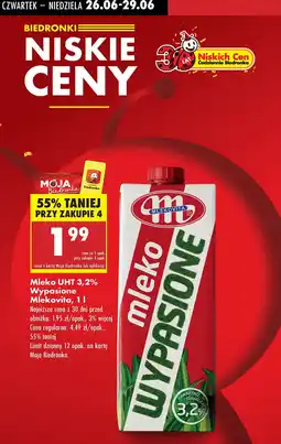 Biedronka Mleko UHT wypasione 3,2% Mlekovita oferta