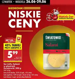 Biedronka Ser żółty Salami w plastrach Światowid oferta