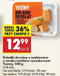 Biedronka Roladki devolay z nadzieniem o smaku maślano-czosnkowym Yeemy oferta