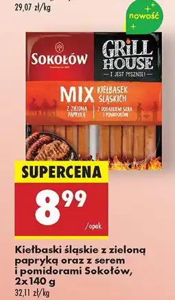 Biedronka Kiełbaski śląskie z zieloną papryką oraz z serem i pomidorami Sokołów oferta