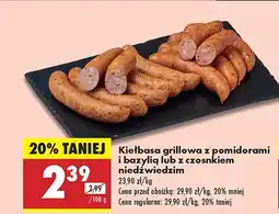 Biedronka Kiełbasa grillowa z pomidorami i bazylią lub z czosnkiem niedźwiedzim Biedronka oferta