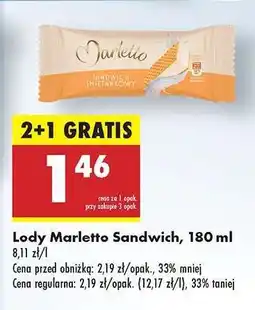 Biedronka Lody Marletto Sandwich, 180 ml oferta