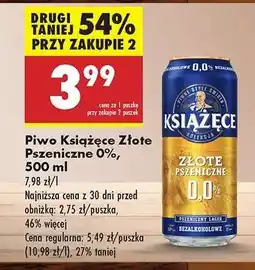 Biedronka Piwo Książęce Złote Pszeniczne 0%, 500 ml oferta