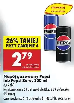 Biedronka Napój gazowany Pepsi lub Pepsi Zero, 330 ml oferta