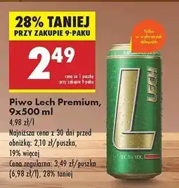 Biedronka Piwo Lech Premium, 9x500 ml oferta
