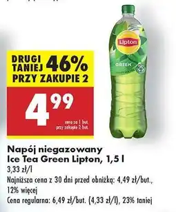 Biedronka Napój niegazowany Ice Tea Green Lipton, 1,5 l oferta
