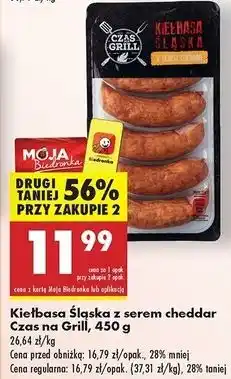 Biedronka Kiełbasa śląska cheddar Czas Na Grill oferta