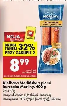 Biedronka Kiełbasa morlińska z piersią kurczaka Morliny oferta