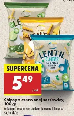 Biedronka Chipsy z czerwonej soczewicy: śmietana i cebula / ser cheddar / jalapeno i limonka Lentil oferta