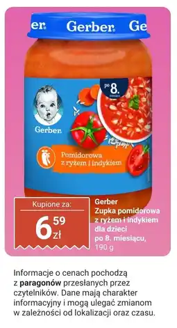 Biedronka Zupka Gerber pomidorowa z ryżem i indykiem po 8. miesiącu oferta