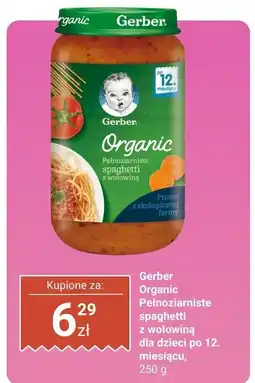 Biedronka Pełnoziarniste spaghetti z wołowiną dla dzieci po 12. miesiącu Gerber Organic oferta