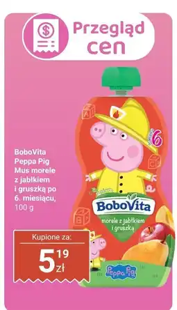 Biedronka Mus morele z jabłkiem i gruszką BoboVita Peppa Pig po 6. miesiącu oferta