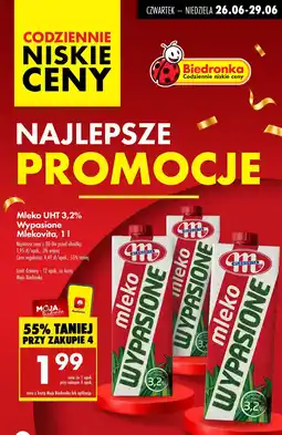 Biedronka Mleko UHT Wypasione Mlekovita 3,2% oferta