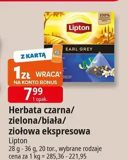 E.Leclerc Herbata czarna/zielona/biała/złotowa ekspresowa Lipton oferta