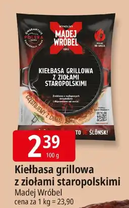E.Leclerc Kiełbasa grillowa z ziołami staropolskimi Madej Wróbel oferta