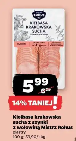 Netto Kiełbasa krakowska sucha z szynki z wołowiną Mistrz Rohus oferta