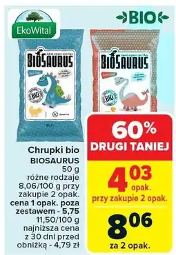 Carrefour Chrupki bio BIOSAURUS oferta