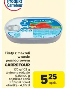 Carrefour Filety z makreli w sosie pomidorowym Carrefour oferta