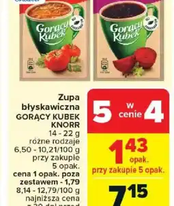 Carrefour Zupa błyskawiczna Gorący Kubek Knorr oferta