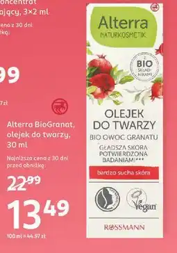 Rossmann Olejek do twarzy cera sucha Alterra oferta