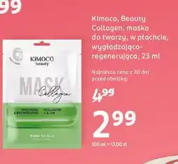 Rossmann Wygładzająco-regenerująca maska to twarzy w płachcie z kolagenem i aloesem Kimoco Beauty oferta