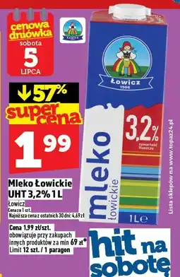 Topaz Mleko Łowickie UHT 3,2% Łowicz oferta