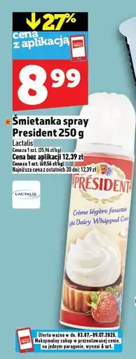 Topaz Śmietanka spray President 250g oferta