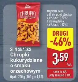 ALDI Chrupki kukurydziane o smaku orzechowym Sun Snacks oferta