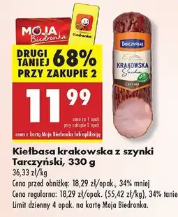 Biedronka Kiełbasa krakowska z szynki Tarczyński oferta