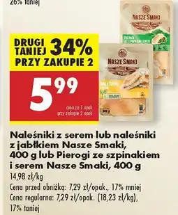 Biedronka Pierogi ze szpinakiem i serem Nasze Smaki oferta