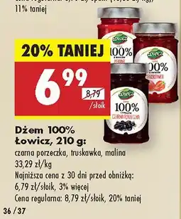 Biedronka Dżem 100% łowicz (czarna porzeczka, truskawka, malina) Łowicz oferta