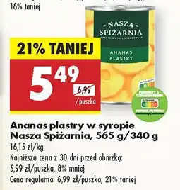 Biedronka Ananas plastry w syropie Nasza Spiżarnia oferta
