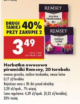 Biedronka Herbatka owocowa piramidki Remsey ananas-gruszka, malina-truskawka, owoce leśne oferta