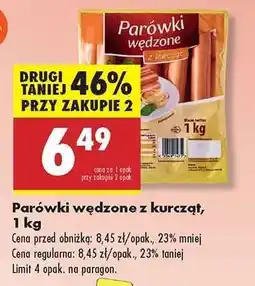 Biedronka Parówki wędzone z kurcząt , 1 kg oferta