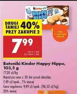 Biedronka Batoniki Kinder Happy Hippo, 103,5 g oferta
