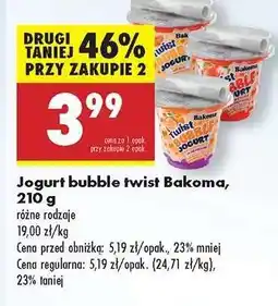 Biedronka Jogurt bubble twist Bakoma, 210 g oferta