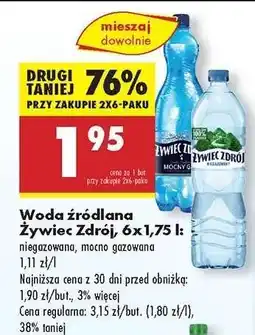 Biedronka Woda źródlana Żywiec Zdrój 6x1,75 l oferta
