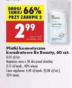 Biedronka Płatki kosmetyczne kwadratowe Be Beauty, 60 szt oferta