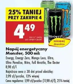 Biedronka Napój energetyczny Monster 500 ml oferta